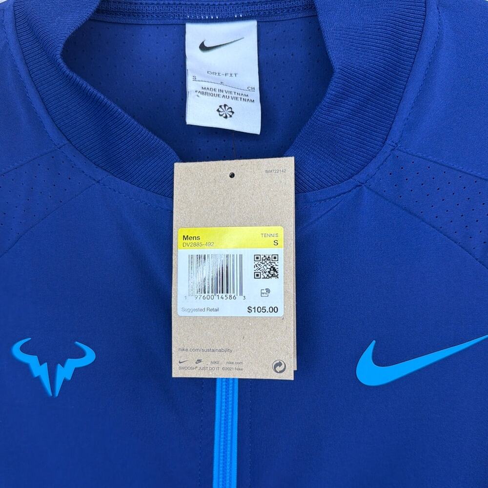 NWT Nike Dri-Fit Rafa Nadal Blue Tennis Jacket Mens Size Small (DV2885-492) - Picture 6 of 10